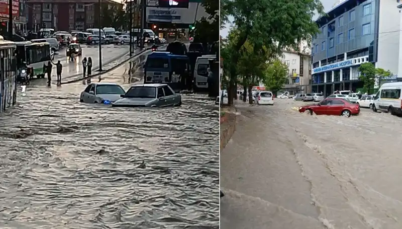 Ankara’da Sağanak Yağış: Arabalar Sokağa Akın Etti ve Sürüklendi