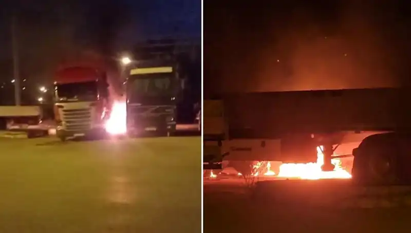 Tır Parkında Yangın: Kimliği Belirsiz Şahıslar Gözü Kara Eylemde Bulundu
