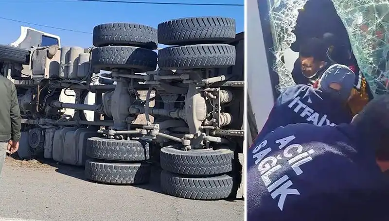 Virajı Alamayan Kamyonun Dehşet Anı: Sokağı Kapladı
